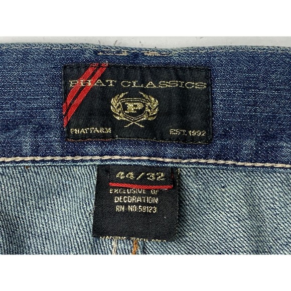 Vintage Phat Farm Classics Jeans 44x32 Y2k Rap Hip Hop Hipster Embroidered - Picture 9 of 14
